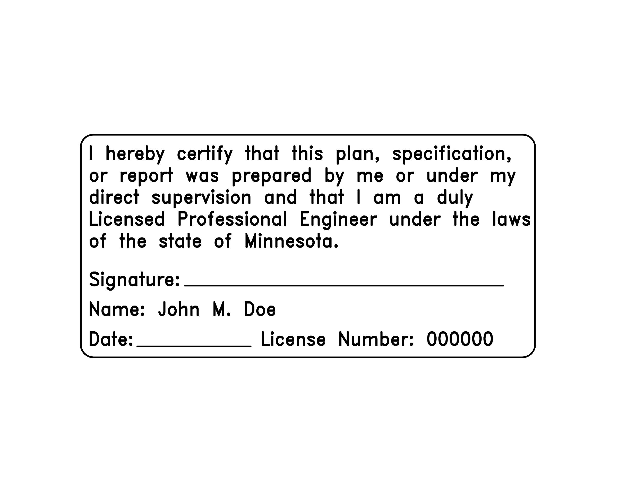 Minnesota Professional Engineer Certification Stamp