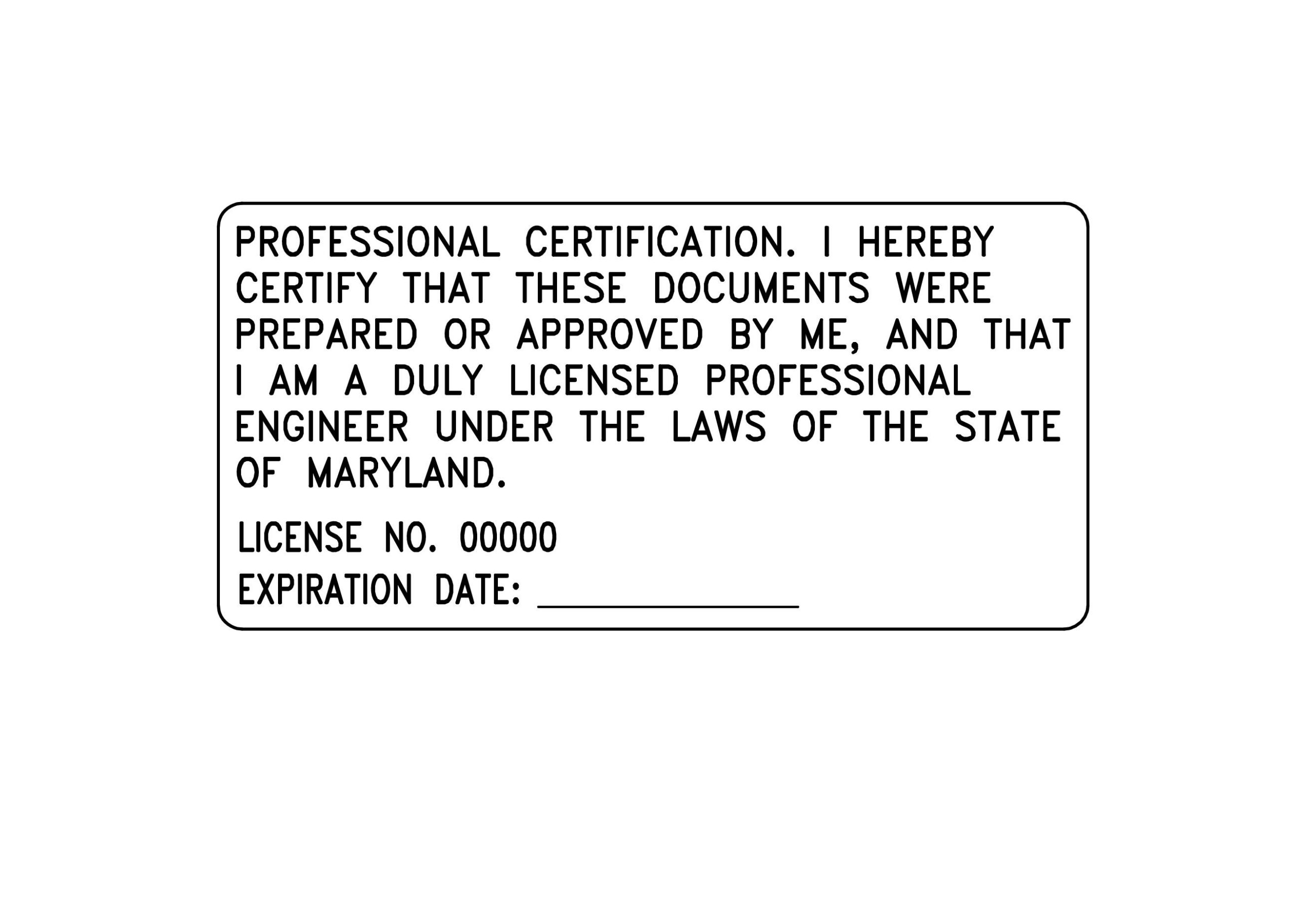 Maryland Professional Engineer Certification Stamp