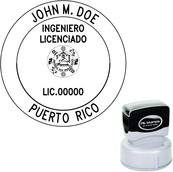 Puerto Rico Engineer Pre-Inked Stamp