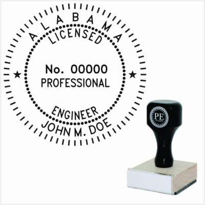 Alabama Engineer Wood Rubber Stamp