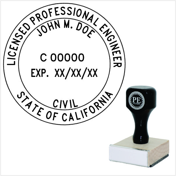California Engineer Wood Rubber Stamp - Image 3