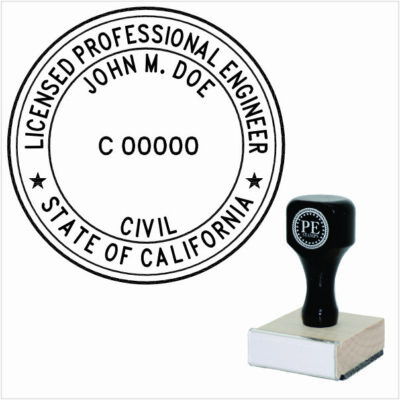 California Engineer Wood Rubber Stamp