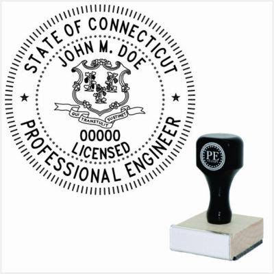 Connecticut Engineer Wood Rubber Stamp