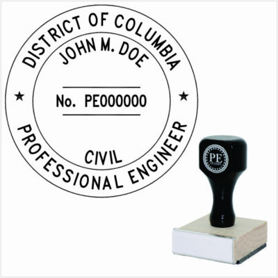 District of Columbia Engineer Wood Rubber Stamp