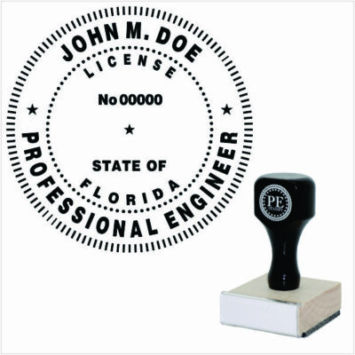 Florida Engineer Wood Rubber Stamp