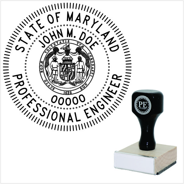 Maryland Engineer Wood Rubber Stamp
