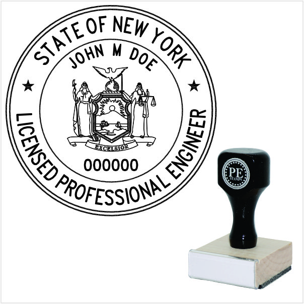 New York Engineer Wood Rubber Stamp