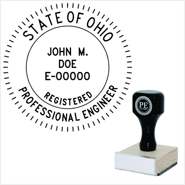 Ohio Engineer Wood Rubber Stamp