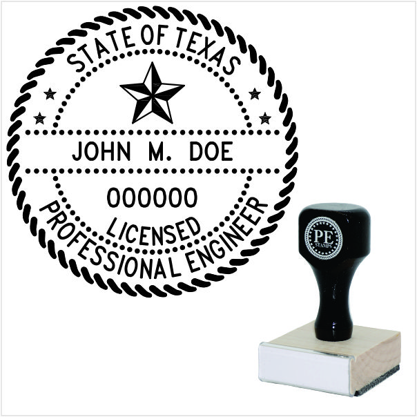 Texas Engineer Wood Rubber Stamp