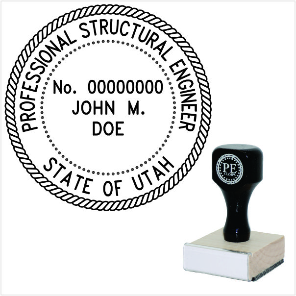 Utah Engineer Wood Rubber Stamp - Image 3