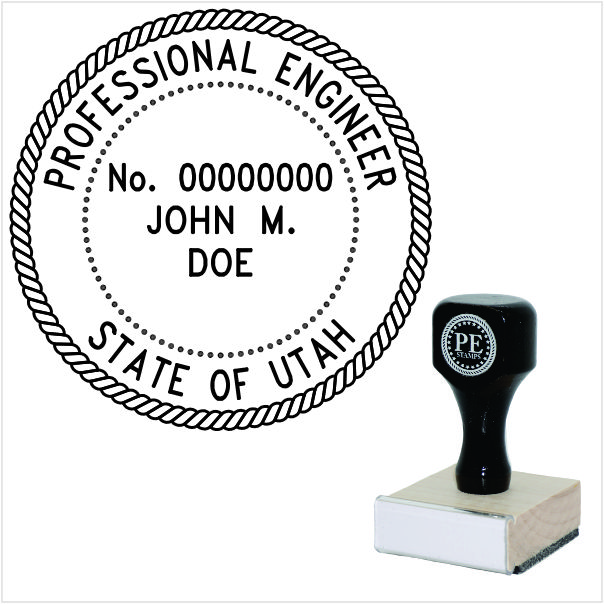Utah Engineer Wood Rubber Stamp