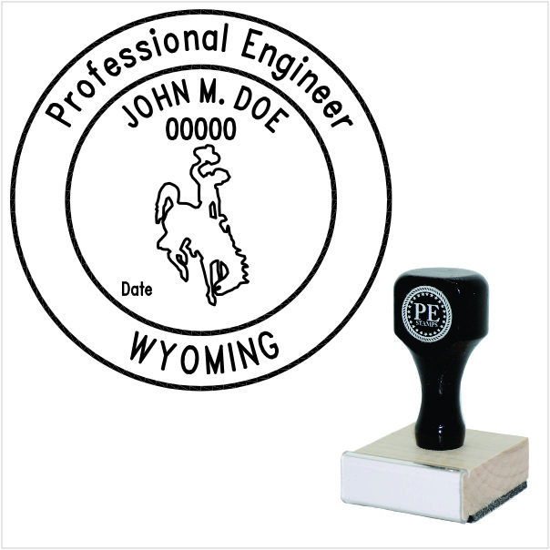 Wyoming Engineer Wood Rubber Stamp