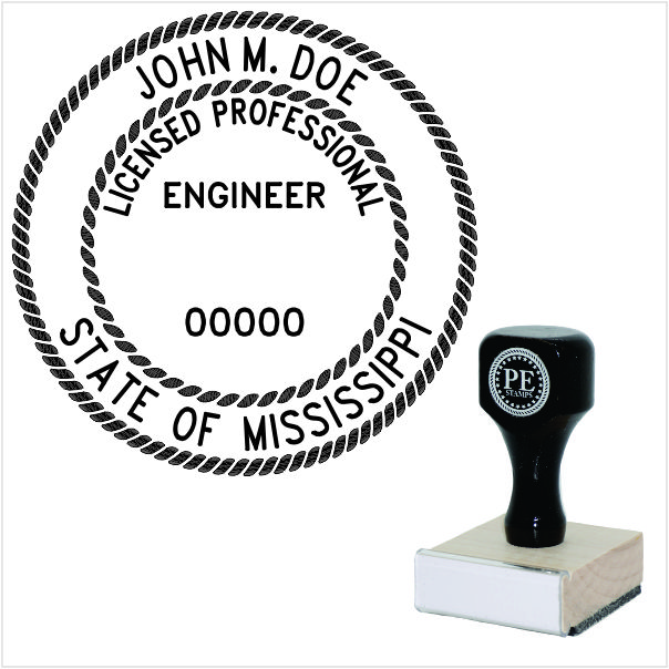Mississippi Engineer Wood Rubber Stamp
