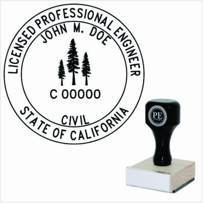 California Redwood Engineer Wood Rubber Stamp